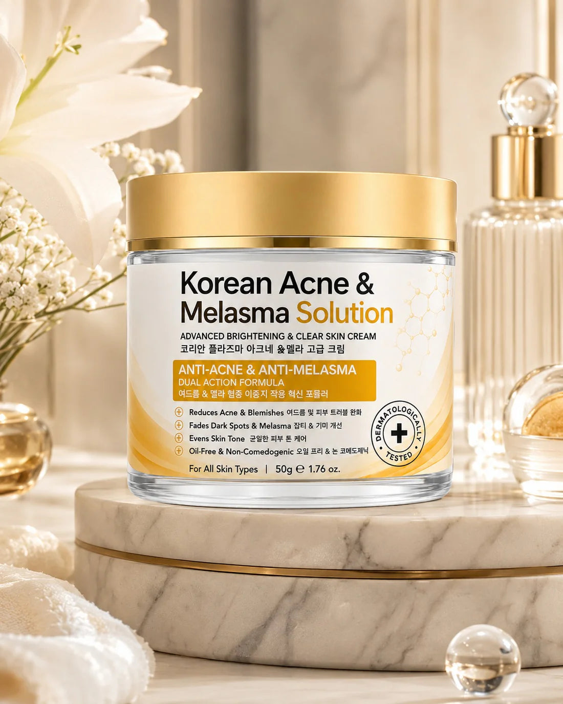 Korean Acne & Melasma Solution Cream – Advanced Brightening & Clear Skin Formula